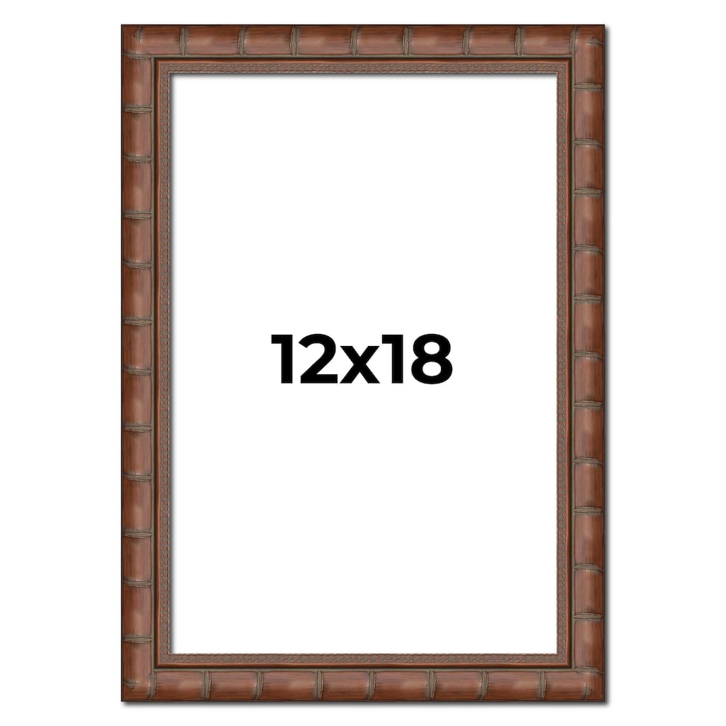 12x18 Brown Modern Bamboo Picture Frame - UV Acrylic, Foam Board Backing, Hanging Hardware