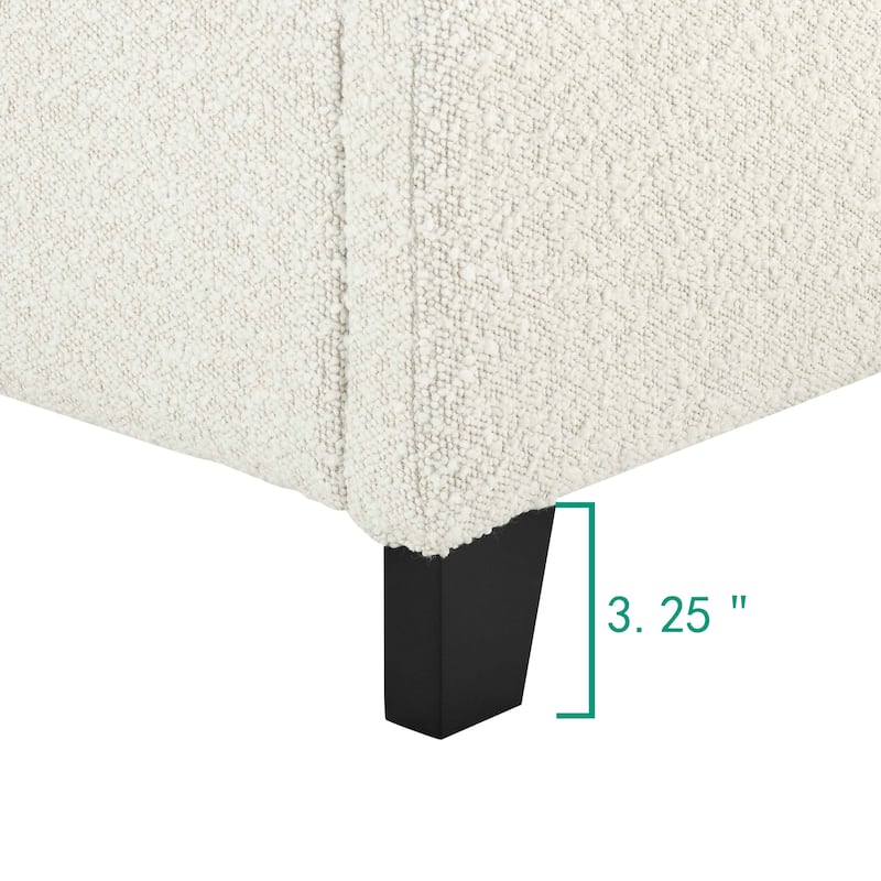 King Size Boucle Platform Bed with Upholstered Headboard and 750 lb Capacity (Box Spring Required)