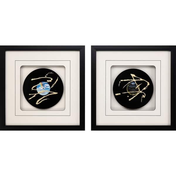 Records S/2 Mixed Media Framed Art Under Glass Black Bed Bath