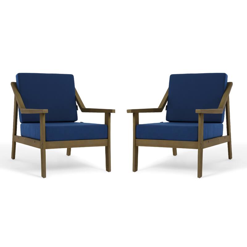 Solid Wood Outdoor Arm Chair Loveseat with Cushion