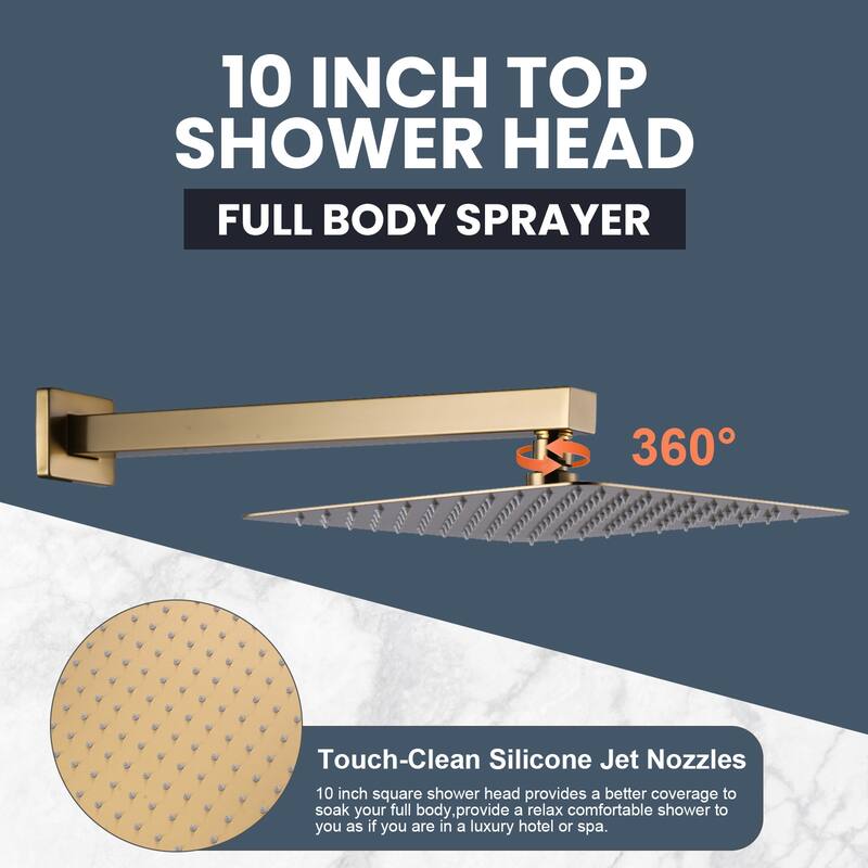 WOWOW 10 in. Square Shower Head 2-Spray Shower Faucet with Single Handle - 10 in.