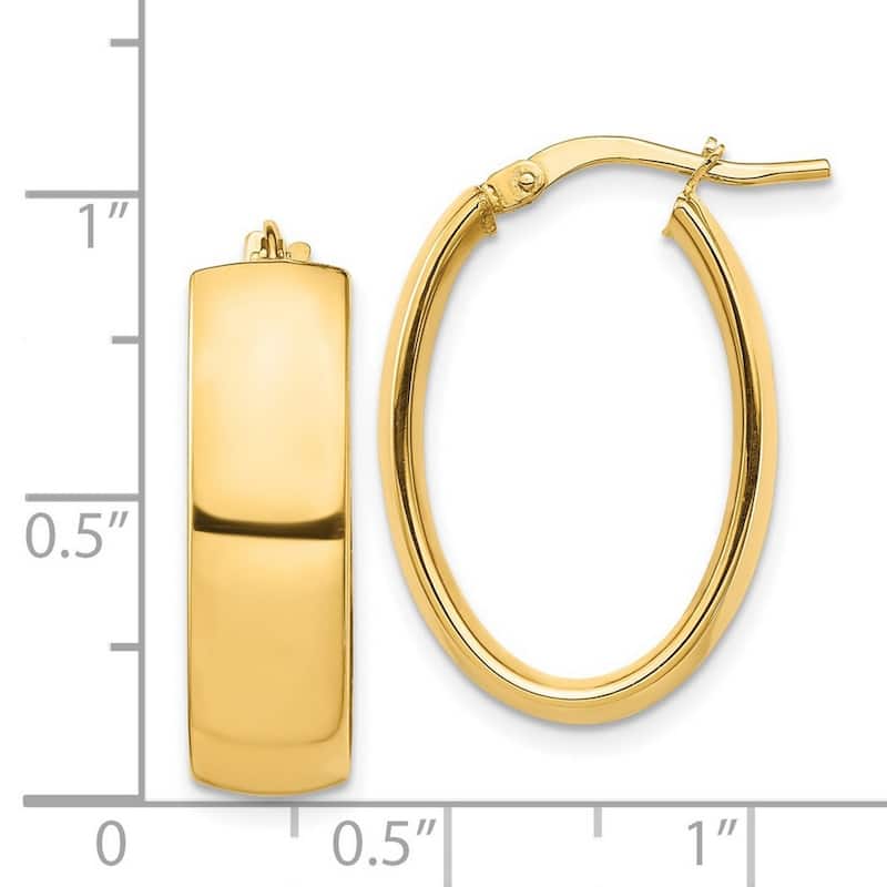 Curata 14k Yellow Gold High Polished Oval Hoop Earrings - 24.66x17.14mm