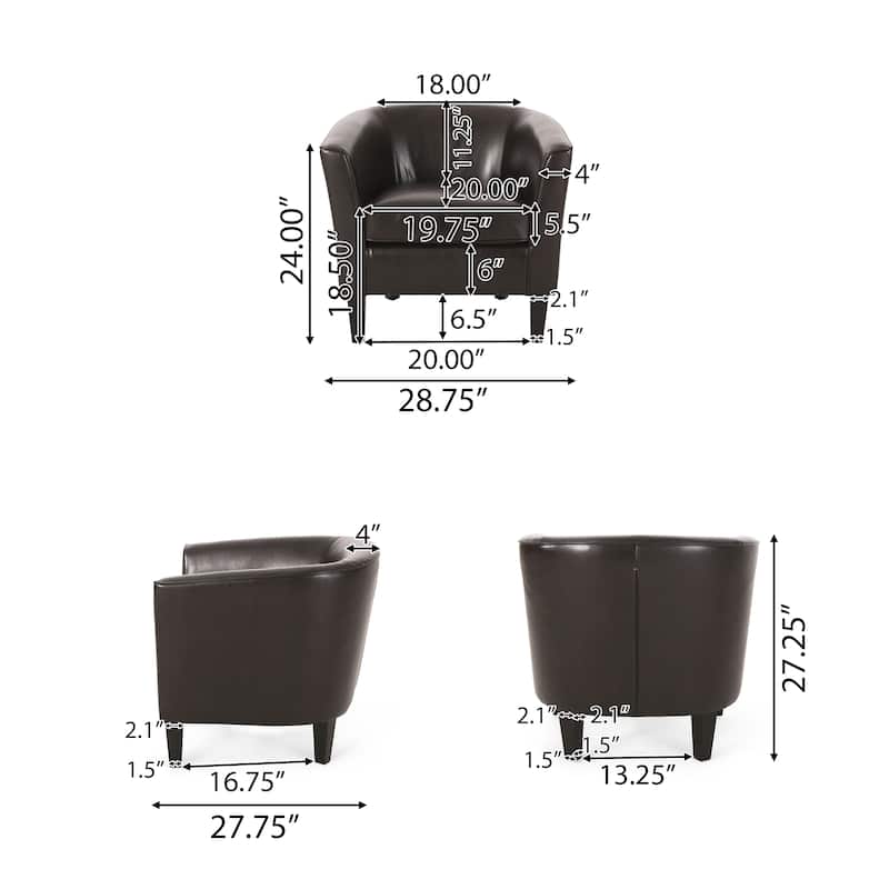 Aiden Bonded Leather Club Chair by Christopher Knight Home