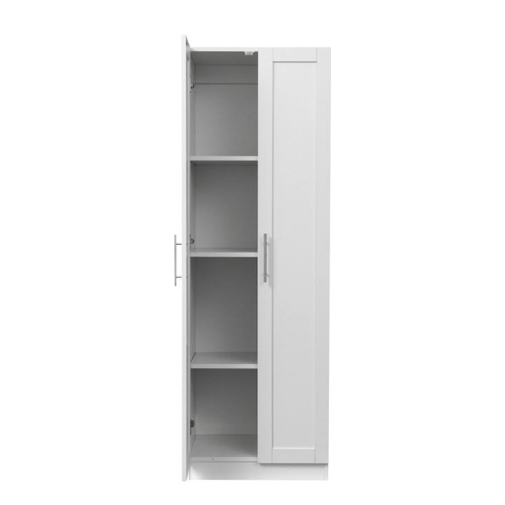 High wardrobe and kitchen cabinet with 2 doors and 3 partitions to separate 4 storage spaces