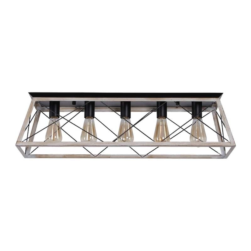 Farmhouse 5-Light Trapezoidal Cage Iron Ceiling Light