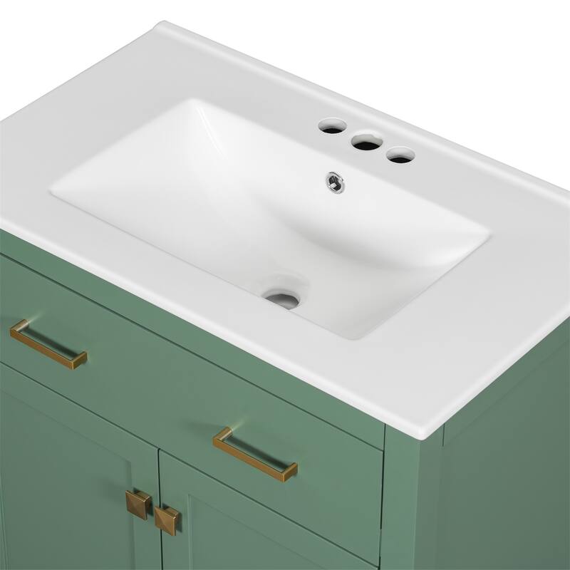 30-inch Bathroom Vanity with Ceramic Sink, 2 Doors, Soft Close Doors