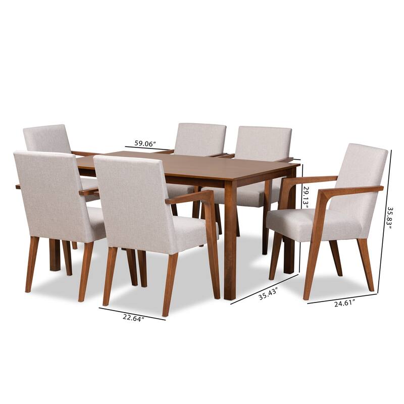 Glenda Mid-Century Modern 7-Piece Dining Set