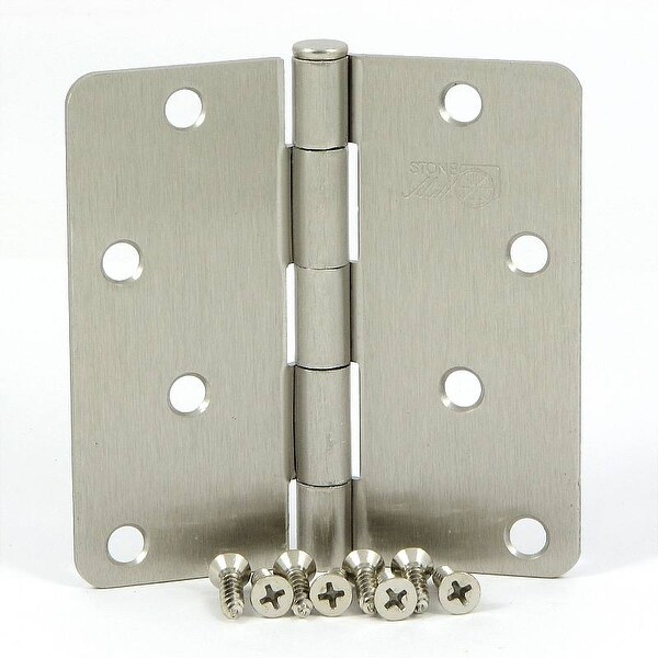 Stone Mill Hardware - Satin Nickel 4-inch Door Hinges (Pack of 2)