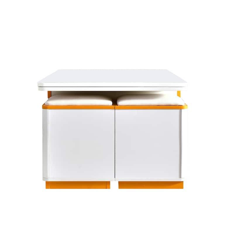 Lift Top Coffee Table with Four Storage Stools Foldable Top and Adjustable Design for Living Room Use