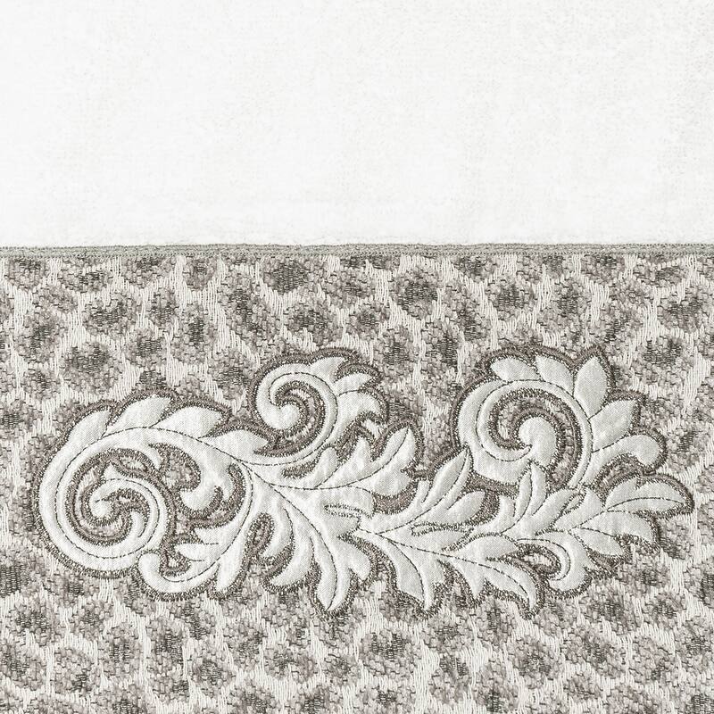 Authentic Hotel and Spa 100% Turkish Cotton April 2PC Embellished Bath Towel Set