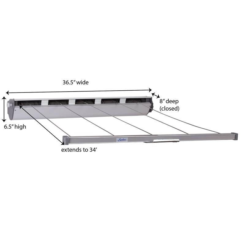 Household Essentials Retractable 5-Line Laundry Drying Rack - 8.0"L x 36.5"W x 6.5"H