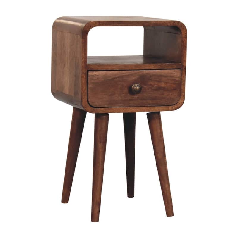 HomeRoots 22" Brown Solid Wood Square One Drawer Nightstand