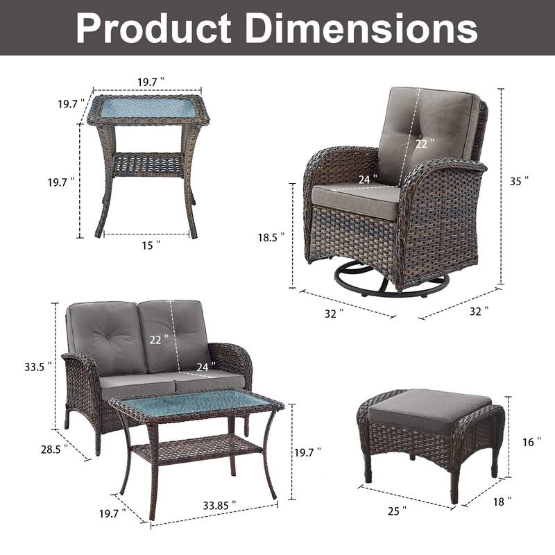 Gymojoy Outdoor Wicker Patio Furniture Loveseat and Chair Set Weather-Resistant