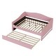 preview thumbnail 3 of 11, Teddy Fleece Frame Daybed Pink Full Sofa Bed wTrundle Side Light Strip