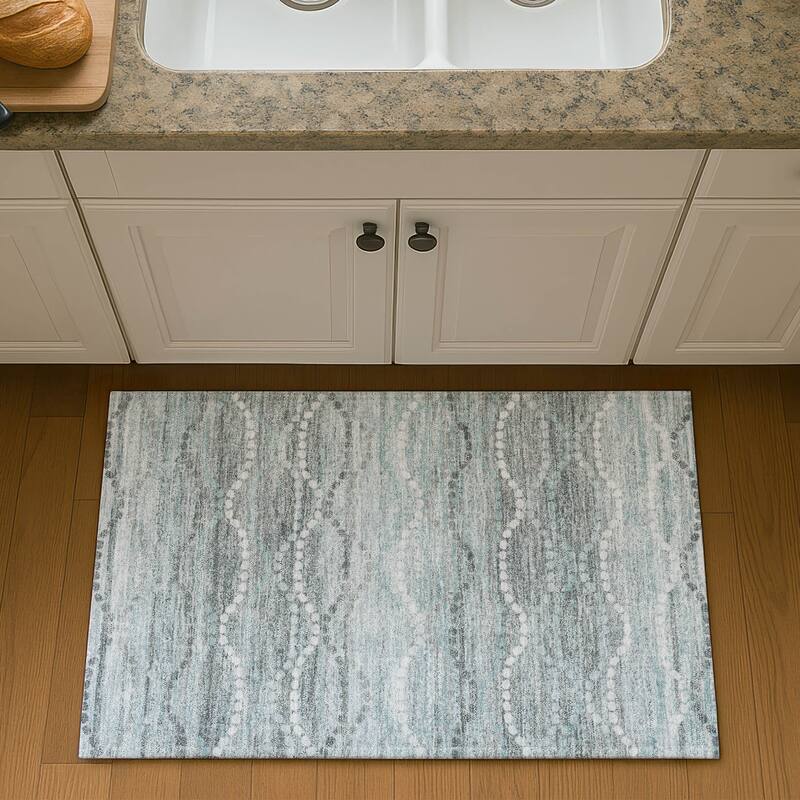 Premium Washable Super Soft Pixy Stripes Mayfield Rug - Teal - 1'8" x 2'6"