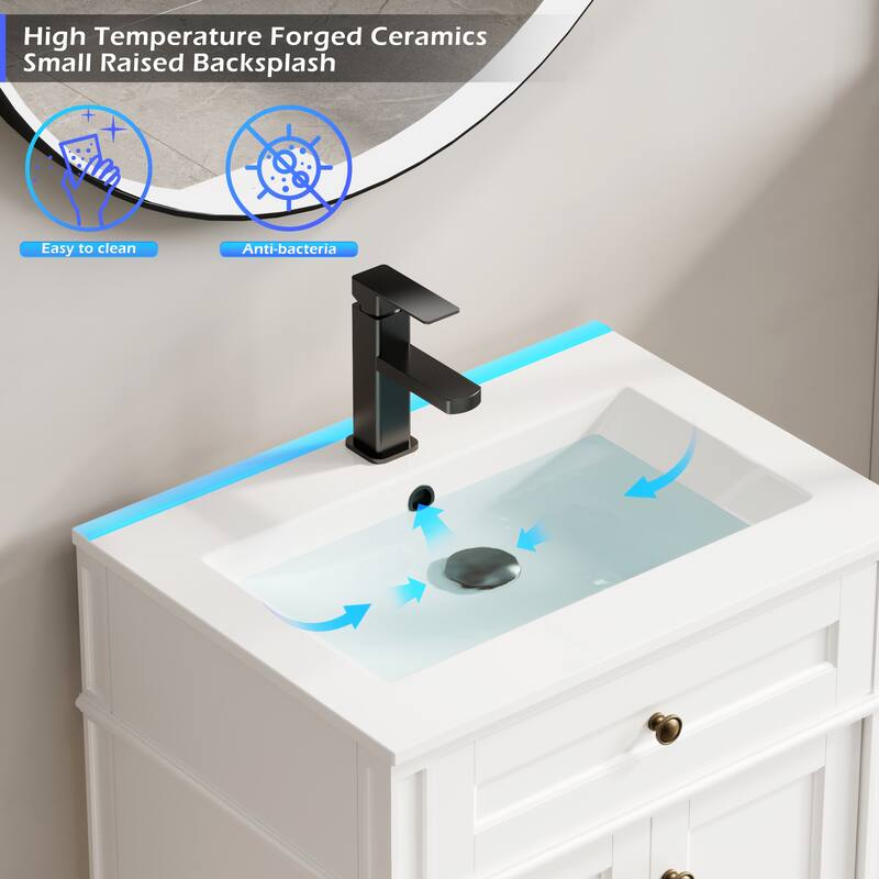 Retro Bathroom Vanity W/ Drop in Sink Combo Cabinet Set