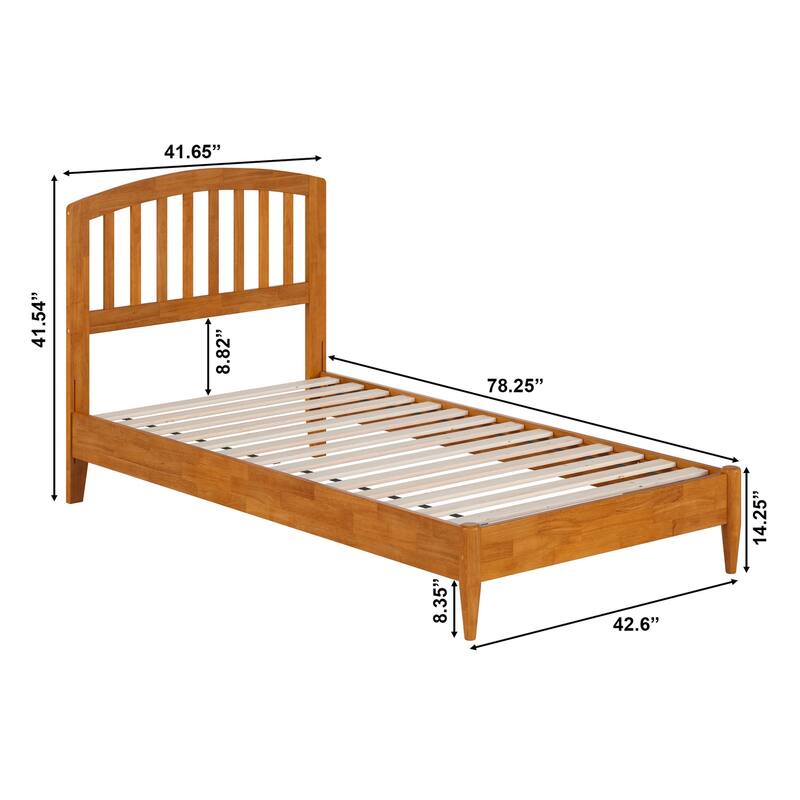 Twin Wood Platform Bed - Low Profile Solid Wood Bed Frame - Renaissance Style Bed