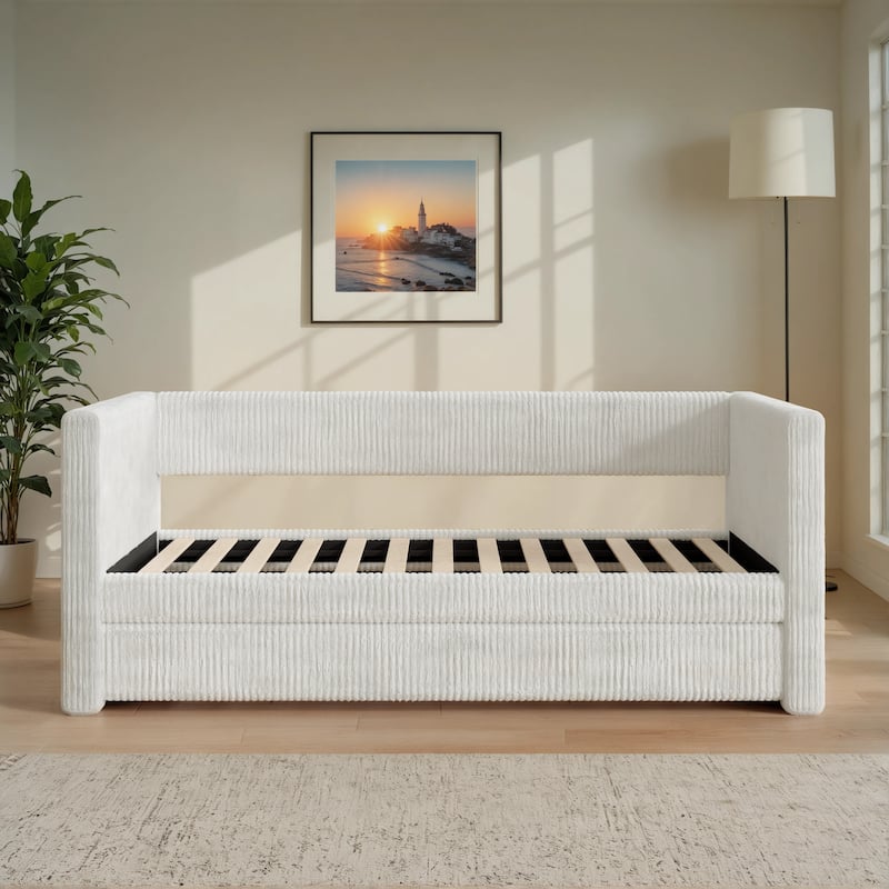 Corvus Somme Corduroy Upholstered Daybed with Trundle
