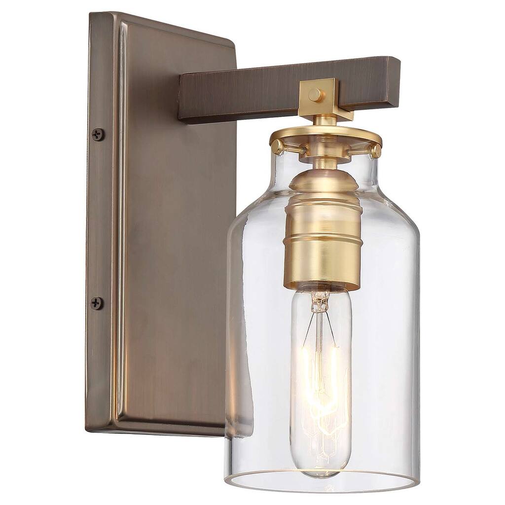 Lavery Morrow Harvard Court Bronze & Clear Glass 1 Light Bath Bar