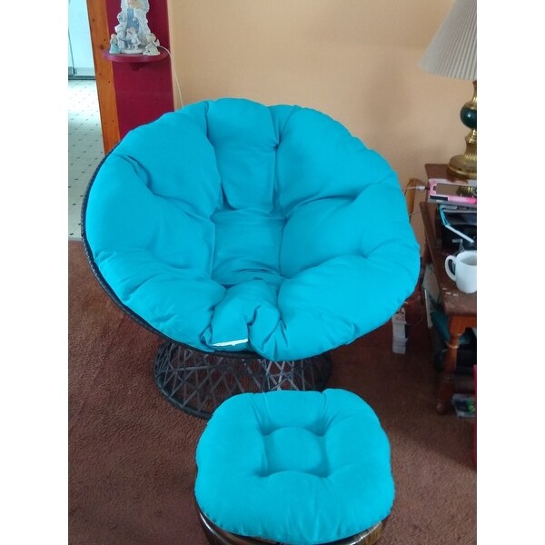 International Caravan Bali Papasan Footstool With Microsuede Cushion Spice Rattan Faux Suede Patio Seating Patio Lawn Garden Guardebem Com