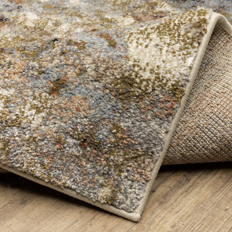 ROW Gemma Contemporary Mottled Abstract Olive/Blue Area Rug