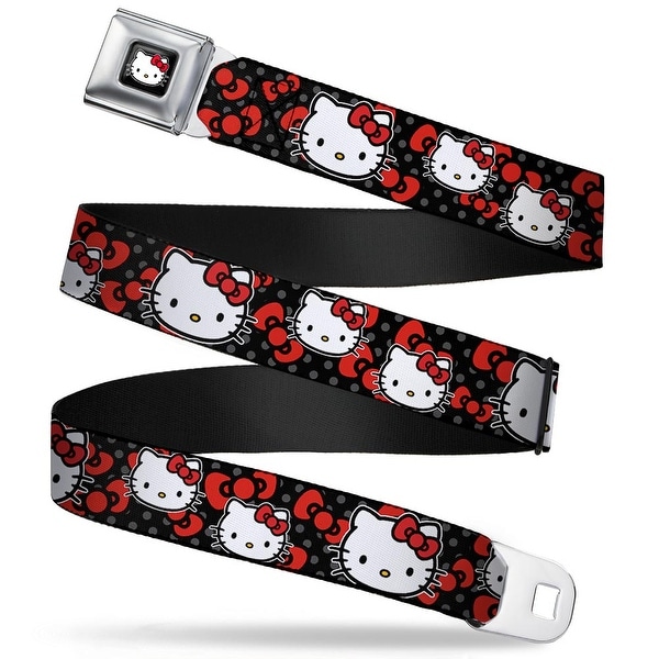 Hello Kitty W Red Bow Full Color Black Hello Kitty Multi Face W Mini Dots Seatbelt Belt