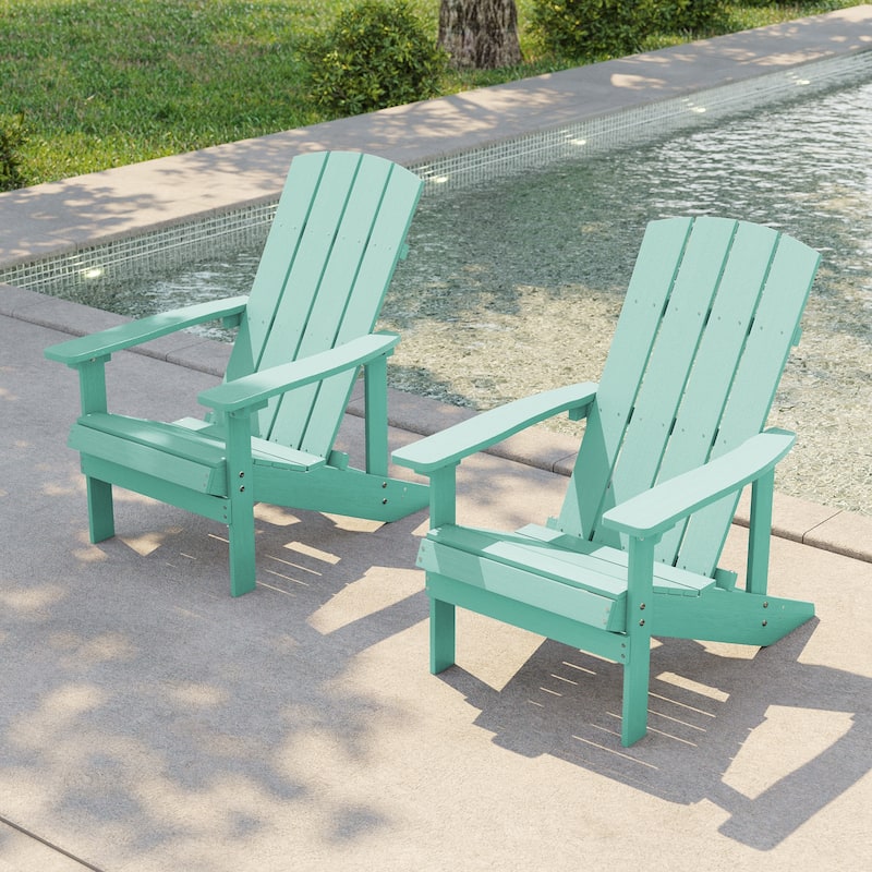 Bonosuki Patio Faux Wood Adirondack Chair Weather Resistant-Set of 2 - Light Green