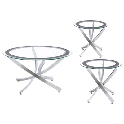 Brooke Round Glass Top Coffee Table Set