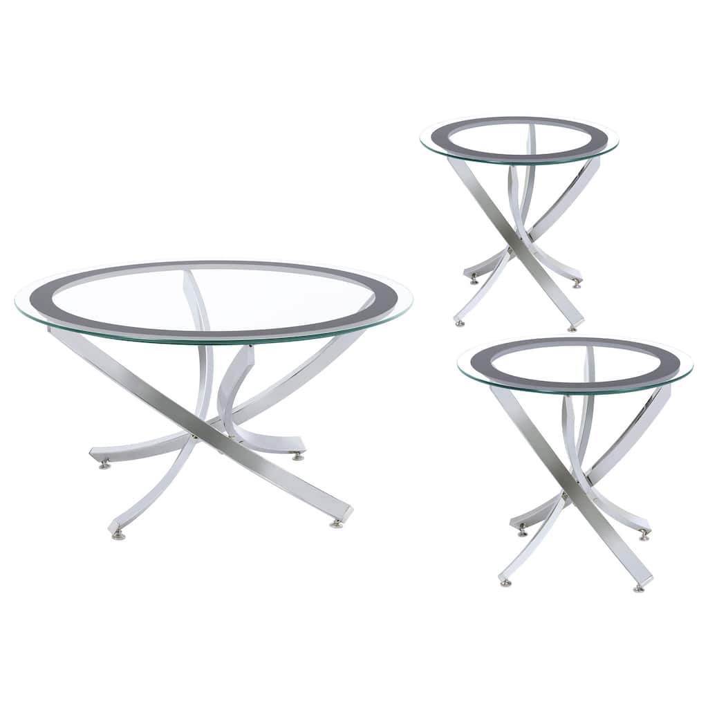 Brooke Round Glass Top Coffee Table Set