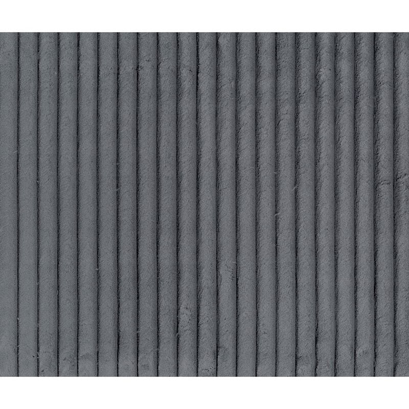Rix 45 Inch Ottoman, Attached Seat Cushion in Gray Corduroy Fabric, Wood