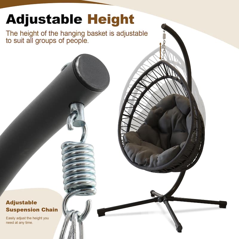 Anmytek Egg-Shaped Hanging Swing Chair with Stand