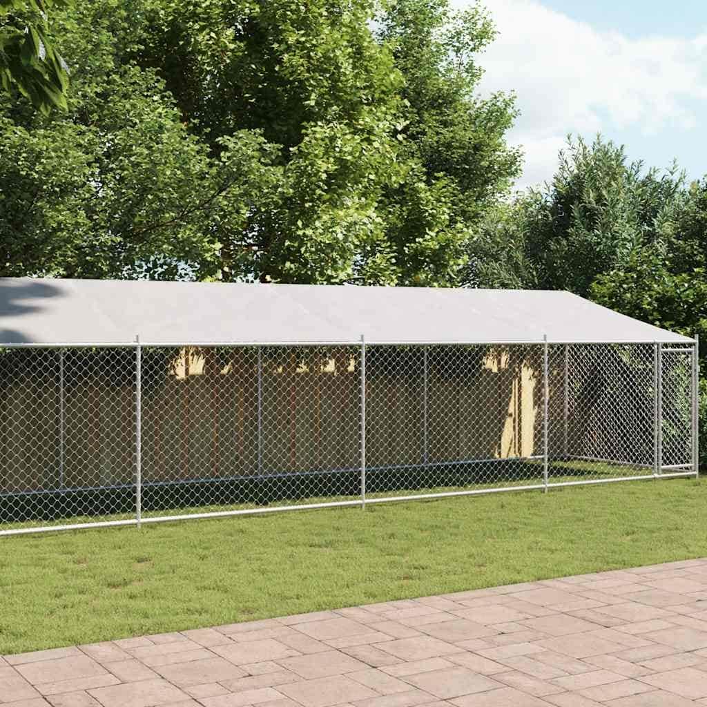 vidaXL Dog Cage Grey Galvanized Steel. Water-resistant Fabric Extra Large