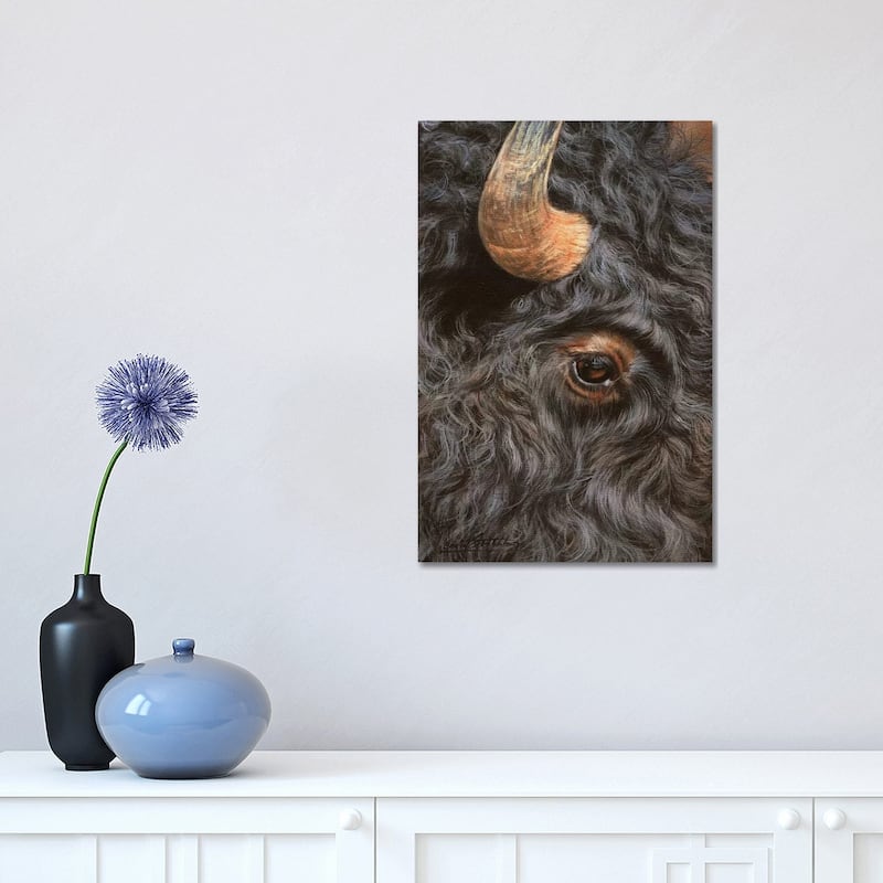 iCanvas "Bison Close-Up" by David Stribbling Canvas Print - 18x12x1.5
