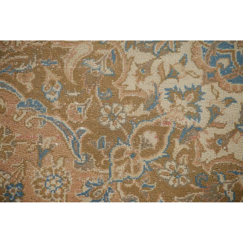 Hand Knotted Oriental 100% Wool Carpet Traditional Floral Oranges & Rust Kashan Area Rug - 9' 11'' X 6' 3''