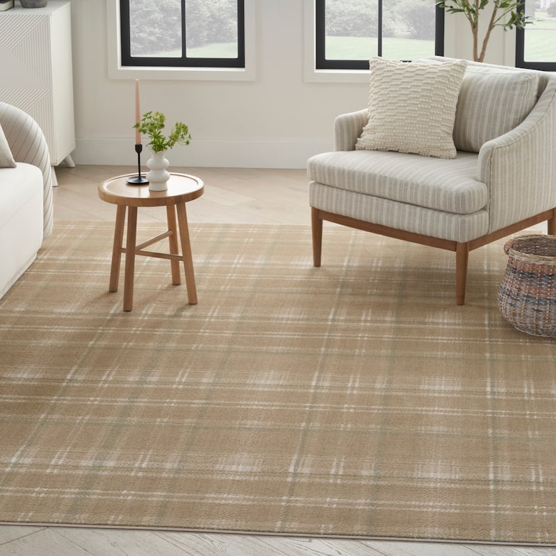 Nourison Grafix Plaid Farmhouse Area Rug - 7' x 10' - Taupe