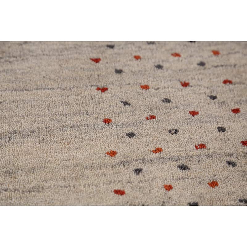 Hand Knotted Oriental 100% Wool Carpet Tribal Animal Pictorial Beige & Ivories Gabbeh Area Rug - 7' 9'' X 5' 1''