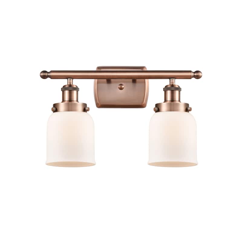 Innovations Lighting 916-2W-12-16 Bell Vanity Bell 2 Light 16" Wide - Antique Copper / Matte White