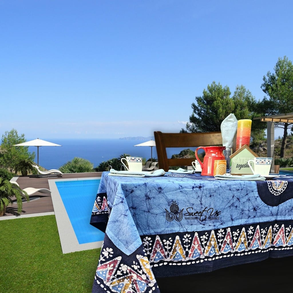 Spectacular Batik Floral Radiant Paisley Cotton Tablecloth Collection