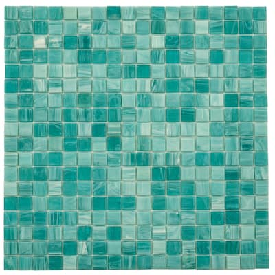 Apollo tile 12" x 12" Skosh Glossy Aqua Green Glass Tile (18.69 sq ft/case) - 20 Pack