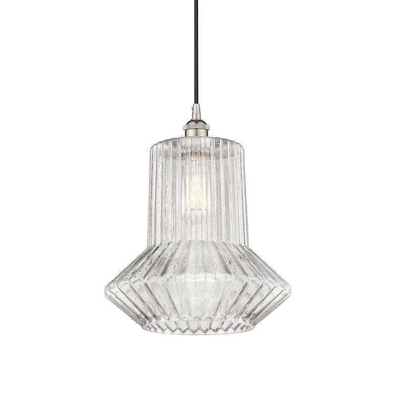 Innovations Lighting 616-1P-16-12 Springwater Pendant Springwater 12" - Polished Nickel / Clear Spiral Fluted