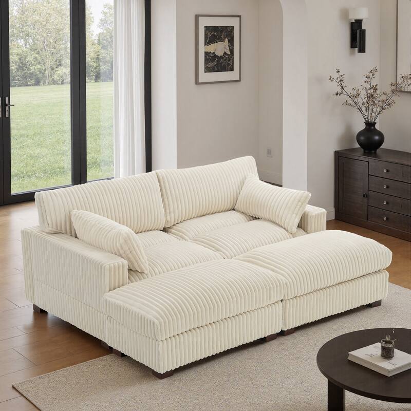 Plush Cloud Couch Modular Sectional Sofa with Ottoman