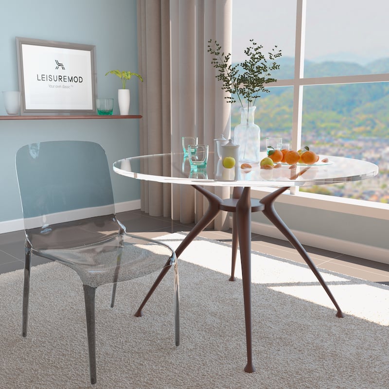 Stackable Acrylic Dining Chair Modern Full Back Transparent Accent Side Chair - Height 32.25", Width 20.5", Depth 21".