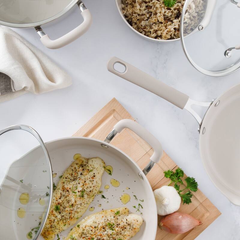 Martha Stewart Heathland Premium Nonstick 10-Piece Aluminum Cookware Set.