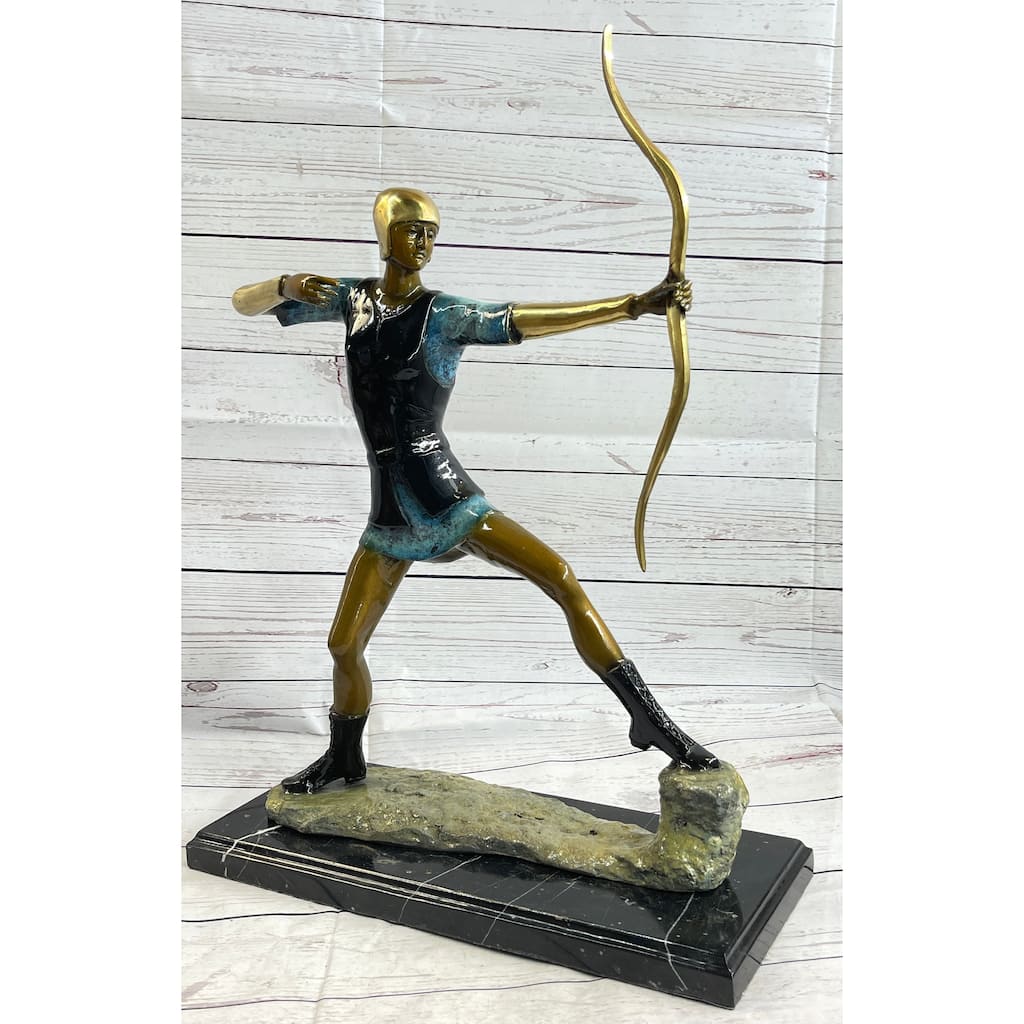 Robin Hood Medieval English British Archer Longbow Bronze Statue Sculpture Signed Ltd Edition