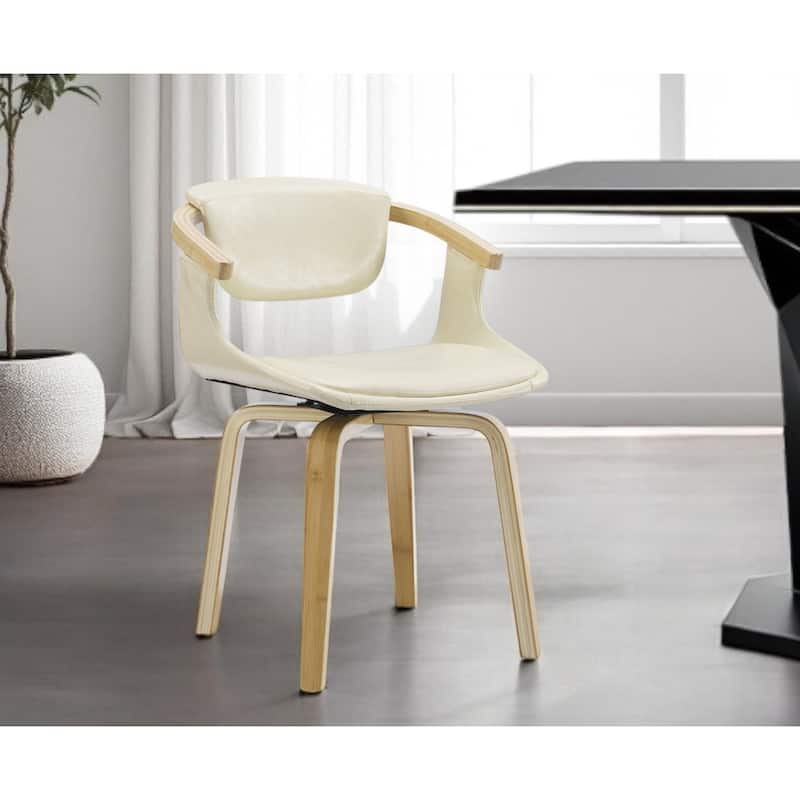 HomeRoots Set of Two Green and Black Upholstered Faux Leather Curved Back Dining Side Chairs - 21.26 in. x 29.72 in.  x 23.23 in. - Single - Off White