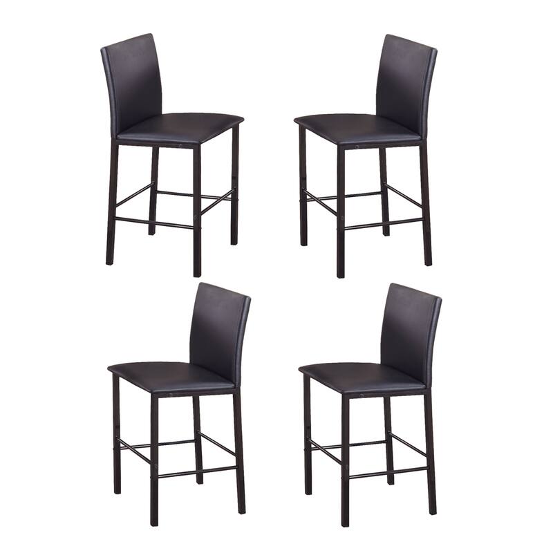 Metal Counter Height Dining Chairs with Black Metal Frame, Set of 4