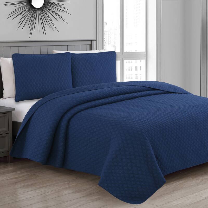 Copper Grove Verbena Diamond Stitch Cotton Quilt Set
