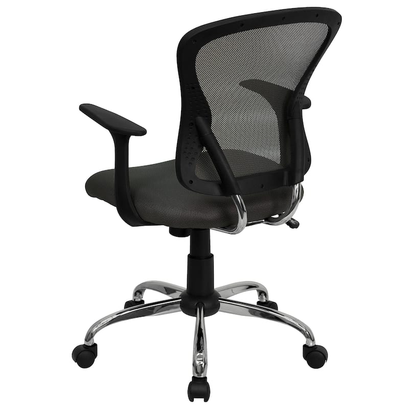Mid-Back Mesh Swivel Task Office Chair with Chrome Base and Arms