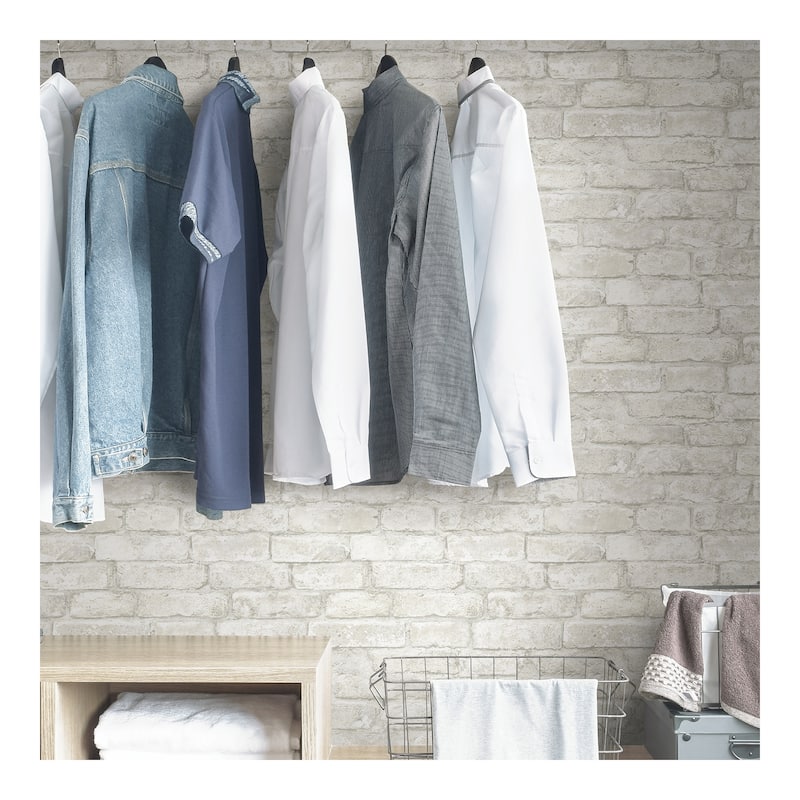 InHome White Denver Brick Peel & Stick Wallpaper - 198in x 20.5in x 0.025in