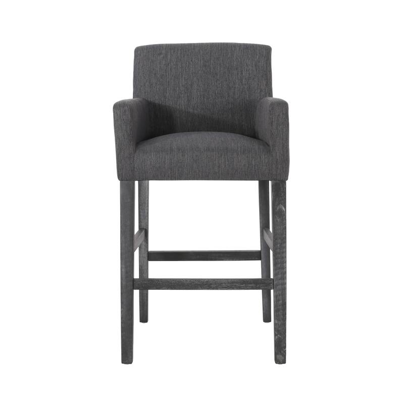 Rekah Barstool Chair, Charcoal Fabric and Wood Frame, Soft Cushioning